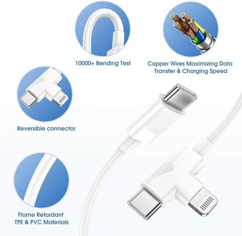 30W USB C Charger 2 Pack with 6FT USB C to C & Lightning - photo 5