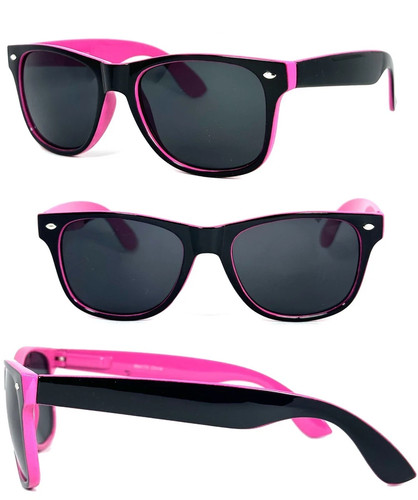 Men Women Retro Square Sunglasses Black Pink Two Tone - photo 2