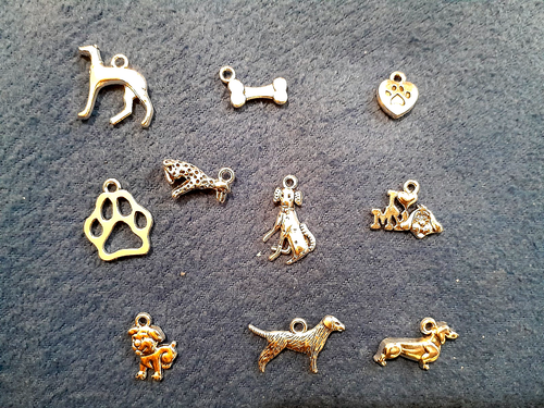 10 Dog Charms Puppy Pendants Assorted Charms Lot Paw Print