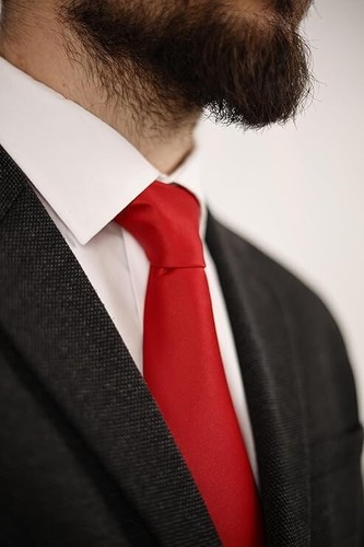 Men's Red Tie - Solid Color, Micro Pattern, 3.15" (8CM) Necktie - photo 3