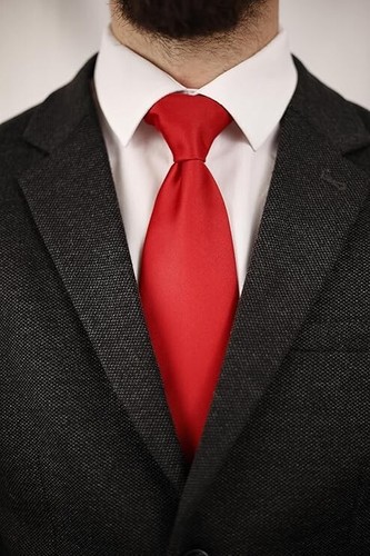Men's Red Tie - Solid Color, Micro Pattern, 3.15" (8CM) Necktie - photo 4
