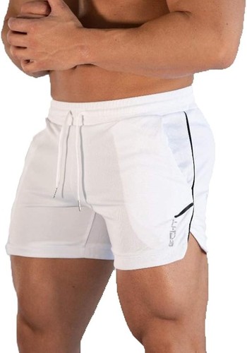 Men's Athletic Workout Shorts Quick Dry Gym Jogger White Large