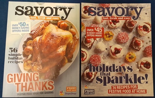 Lot of 2 Savory Magazine Recipes Stop & Shop 11/12/2017