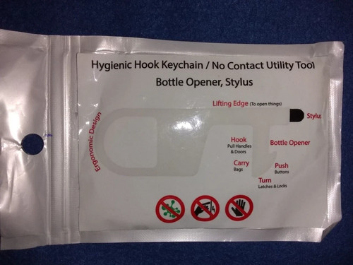 Hygienic Touchless Bottle Opener Hook Keychain Stylus - photo 2