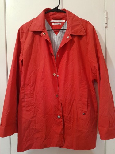 Rare Authentic Vintage Y2k Tommy Hilfiger Women Rain Coat Red