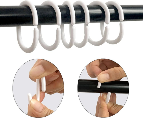 12 Plastic Shower Curtain Hooks White Curtain C Rings - photo 2