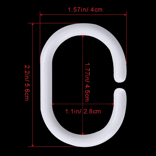 12 Plastic Shower Curtain Hooks White Curtain C Rings - photo 3