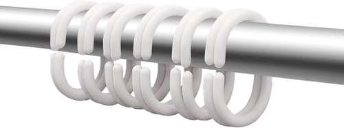 12 Plastic Shower Curtain Hooks White Curtain C Rings - photo 4
