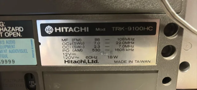 Hitachi TRK-9100HC Boombox image indicator(2)