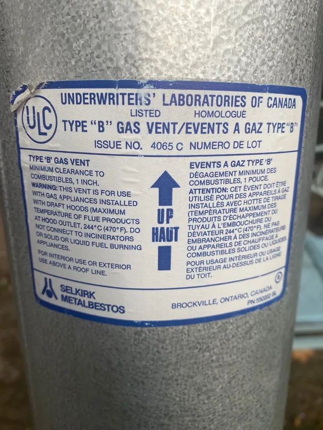 Type “B” gas vent pipe 280” long 5.5” wide image indicator(3)