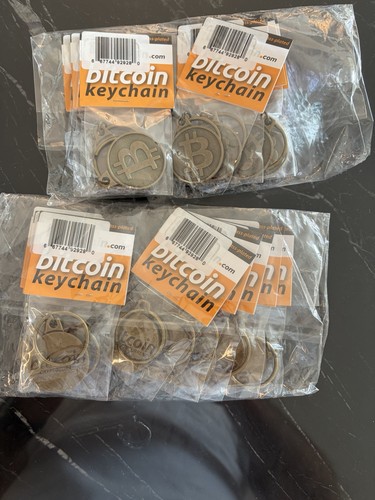 Bitcoin Cryptocurrency Metal Keychain Gold Coin Design