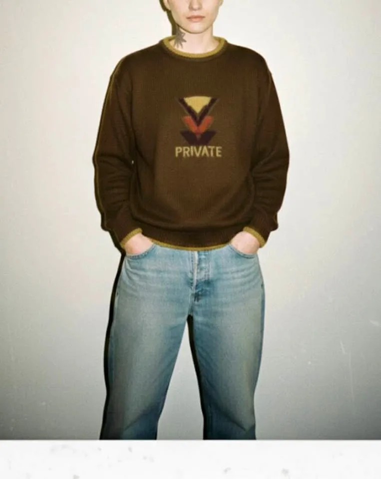 Vintage Cotton "PRIVATE" Knit Sweater XS/S thumbnail
