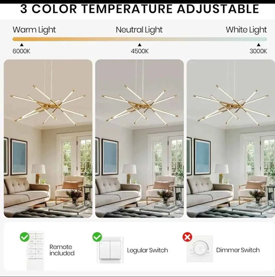 BRAND NEW 12 Lights Gold LED Sputnik Modern Chandelier - photo 2