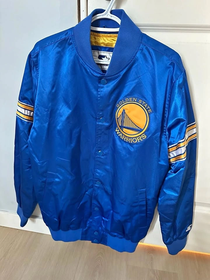 Starter Golden State Warriors Snap Button Satin Varsity Jacket
