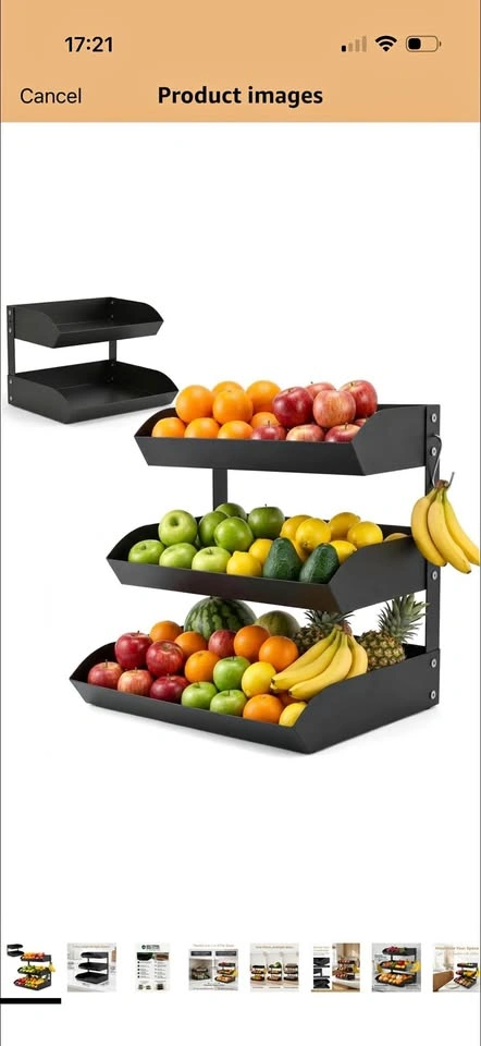 3-Tier Fruit Basket for Kitchen Counter