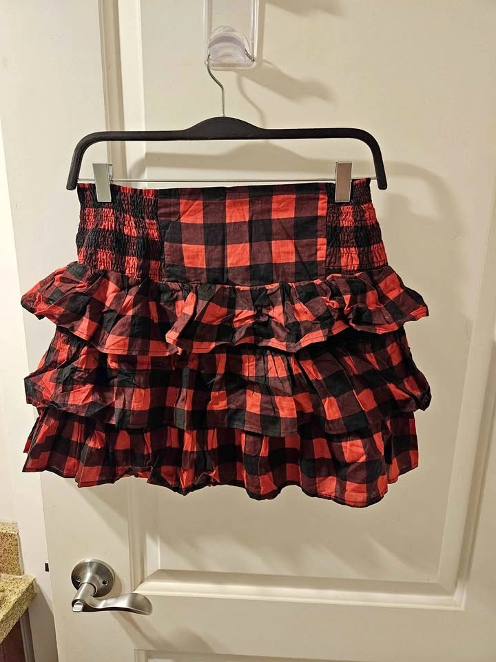 Medium Red Plaid Miniskirt