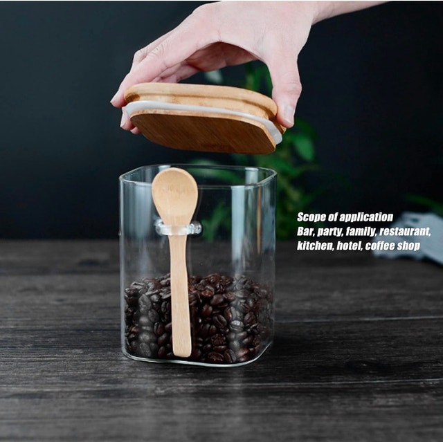 Glass Storage Jar with Bamboo Lid and Spoon - photo 2