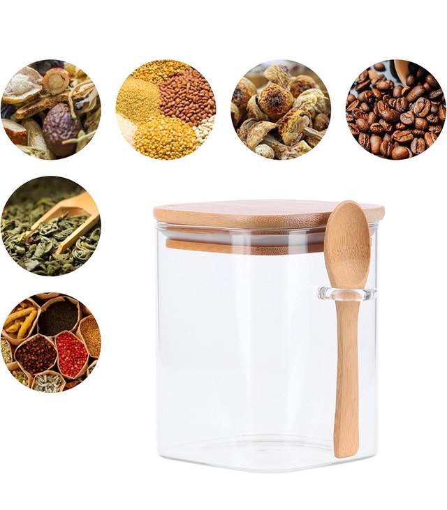 Glass Storage Jar with Bamboo Lid and Spoon - photo 4