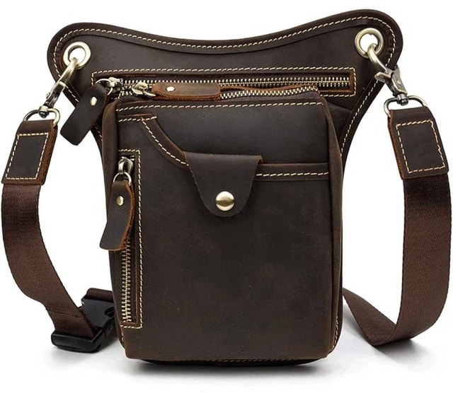 Leather drop leg bag