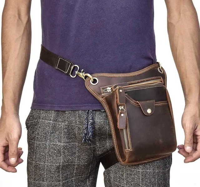 Leather drop leg bag - photo 2