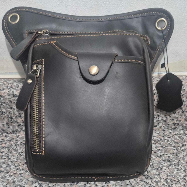 Leather drop leg bag - photo 3