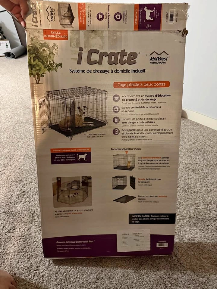 Dog Crate + XL Elevated Dog Bed – Excellent Condition