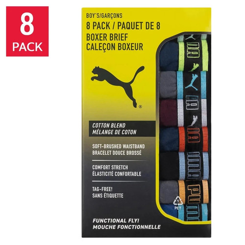 Puma Boys Kids Cotton Stretch Boxer Briefs 8-Pack New - photo 3