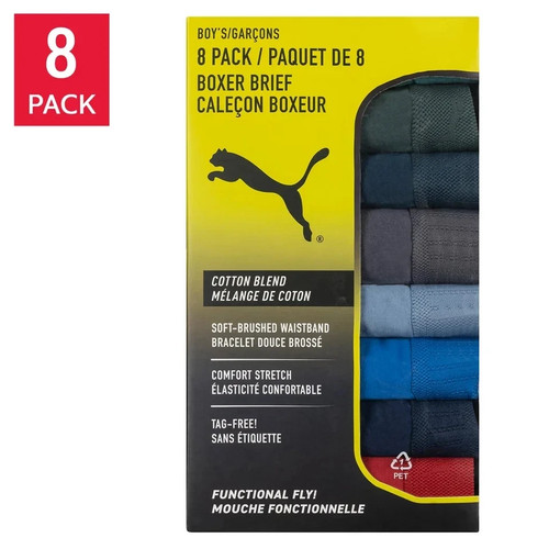 Puma Boys Kids Cotton Stretch Boxer Briefs 8-Pack New - photo 5