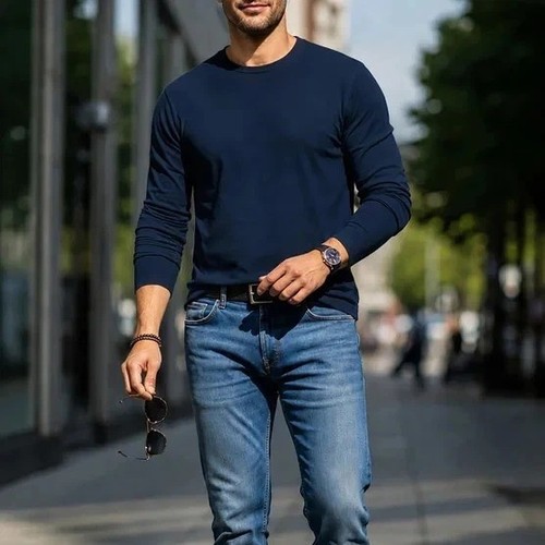 ROUGH DRESS Men's Supima Cotton Long Sleeve Crewneck Tee