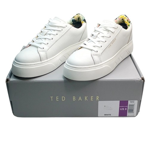 Ted Baker Women Maisie Leather Court Sneaker White Floral - photo 4