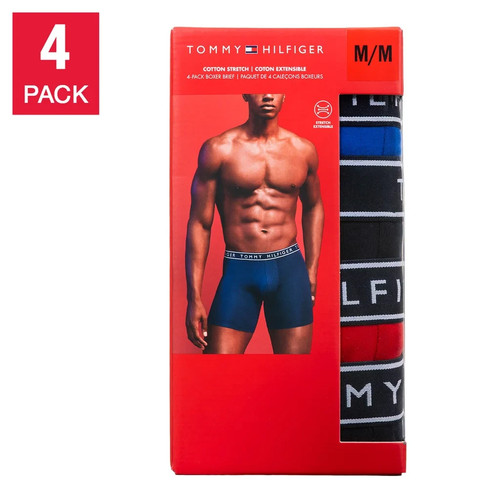Tommy Hilfiger Men's Cotton Stretch Boxer Brief, 4-pack
