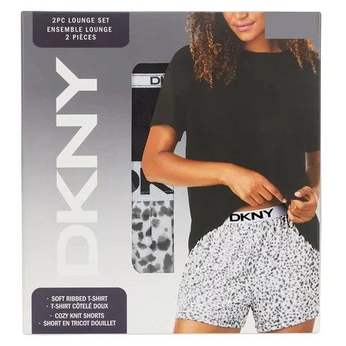 DKNY Women's 2-Piece Lounge Set - Ribbed Tee & Shorts
