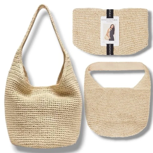Banana Republic Raffia Tote Bag — Women's Crochet Hobo - photo 5