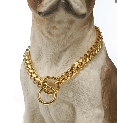 Strong 10mm Pet Dog Choker Collar Stainless Steel Cuban Chain