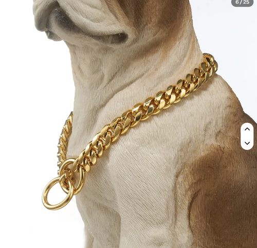 Strong 10mm Pet Dog Choker Collar Stainless Steel Cuban Chain - photo 2