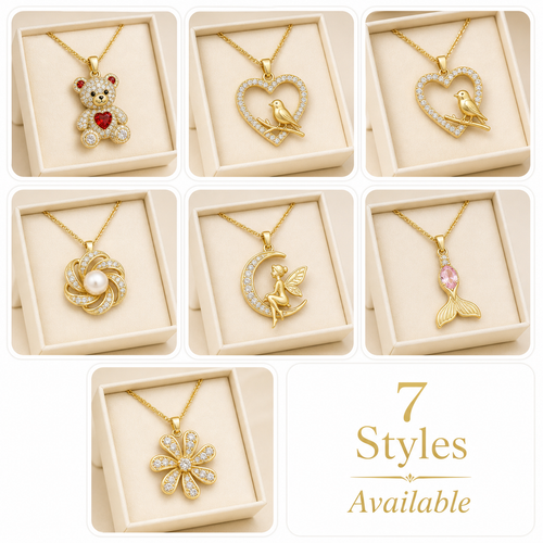 18K Gold Plated Geometric Pendant Necklace Women Stainless Steel