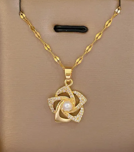 18K Gold Plated Geometric Pendant Necklace Women Stainless Steel - photo 3
