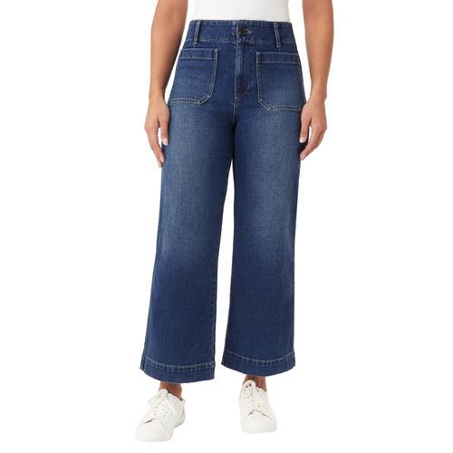 Scotch & Soda Wide Leg Crop Patch Pocket Jeans
