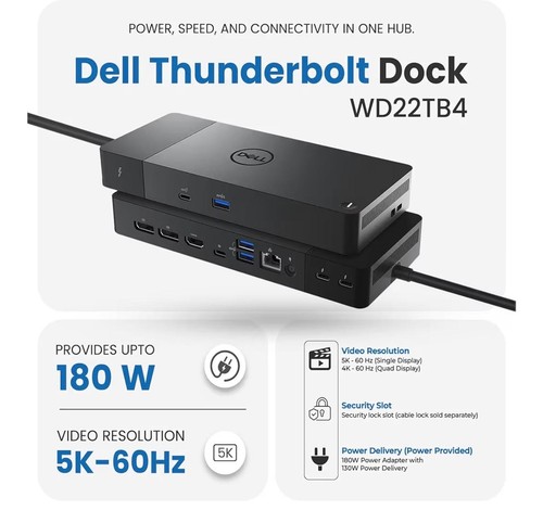 Dell Thunderbolt Dock WD22TB4 + 180W Adapter Open Box - photo 4