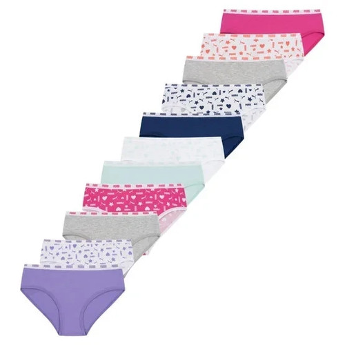 Puma Girls Kids Cotton 11-Pack Bikini Underwear - New