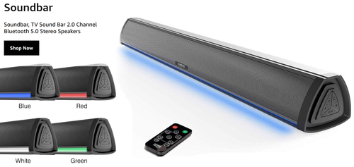 Audible Fidelity Bluetooth Gaming Soundbar 20W RGB Remote New