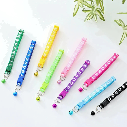Multi-color Adjustable Pet Collar - Cute Paw Print Cat Collar - photo 2