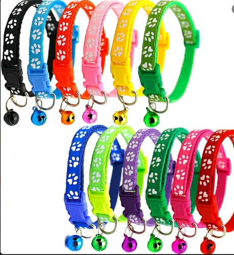 Multi-color Adjustable Pet Collar - Cute Paw Print Cat Collar - photo 3