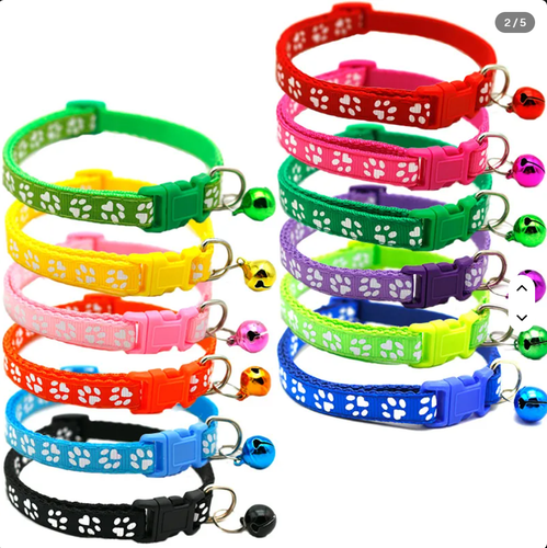 Multi-color Adjustable Pet Collar - Cute Paw Print Cat Collar - photo 4