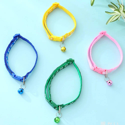 Multi-color Adjustable Pet Collar - Cute Paw Print Cat Collar - photo 5