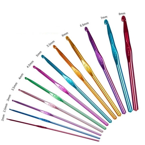 12pc Alumina Crochet Hook Set 2.0-8.0mm Knitting Needles - photo 2