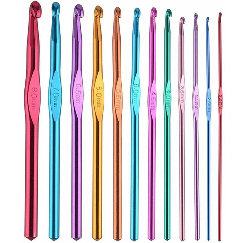 12pc Alumina Crochet Hook Set 2.0-8.0mm Knitting Needles - photo 5