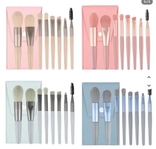 Macaron Makeup Brush 8pc Set Soft Synthetic Travel Kit - photo 3