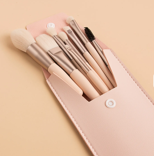 Macaron Makeup Brush 8pc Set Soft Synthetic Travel Kit - photo 5