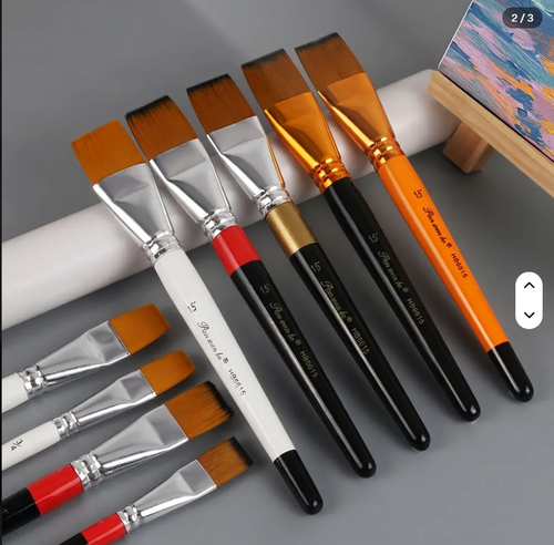 3pc Oil Paint Brush Set - Nylon Wooden Handle - photo 2